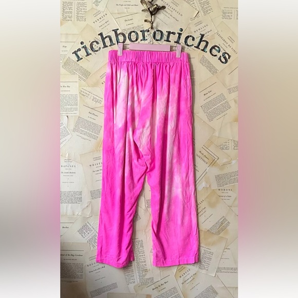 Free People Riverside Tool & Dye Louie Pants Raw Silk Tie Dye Pink White - Picture 4 of 6